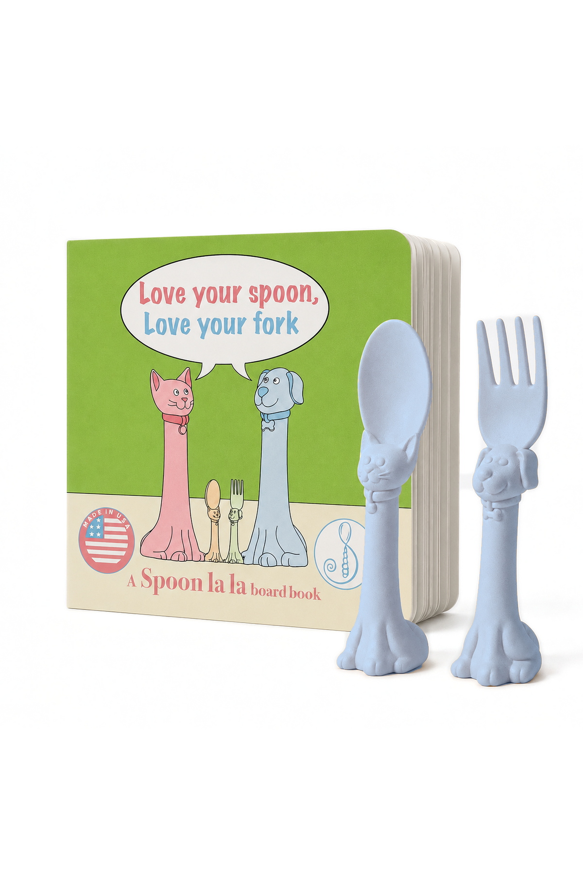 Spoon la la Toddler Spoon & Fork + Board Book Gift Set