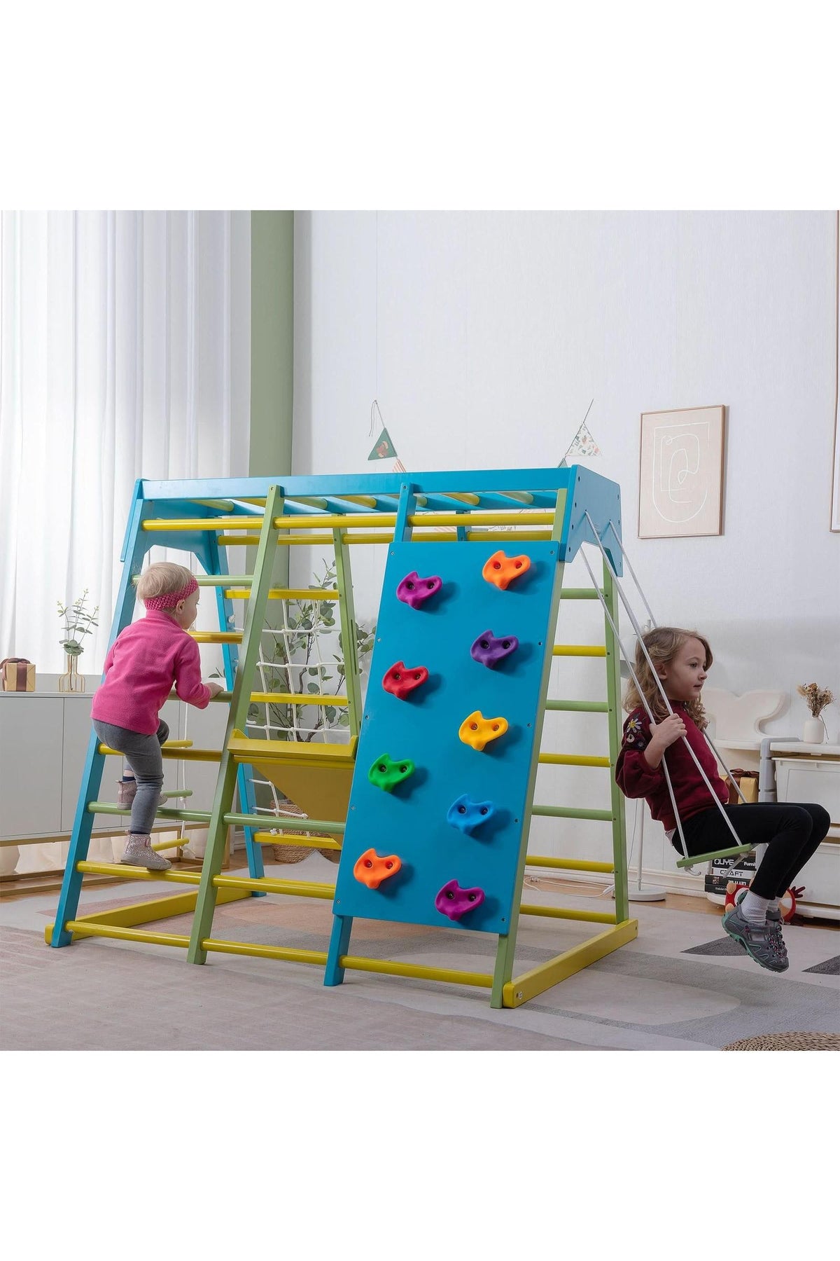 Magnolia - Wooden 7-in-1 Climber, Slide, Gym, Playset | Indoor |  New Zealand FSC-certified pinewood