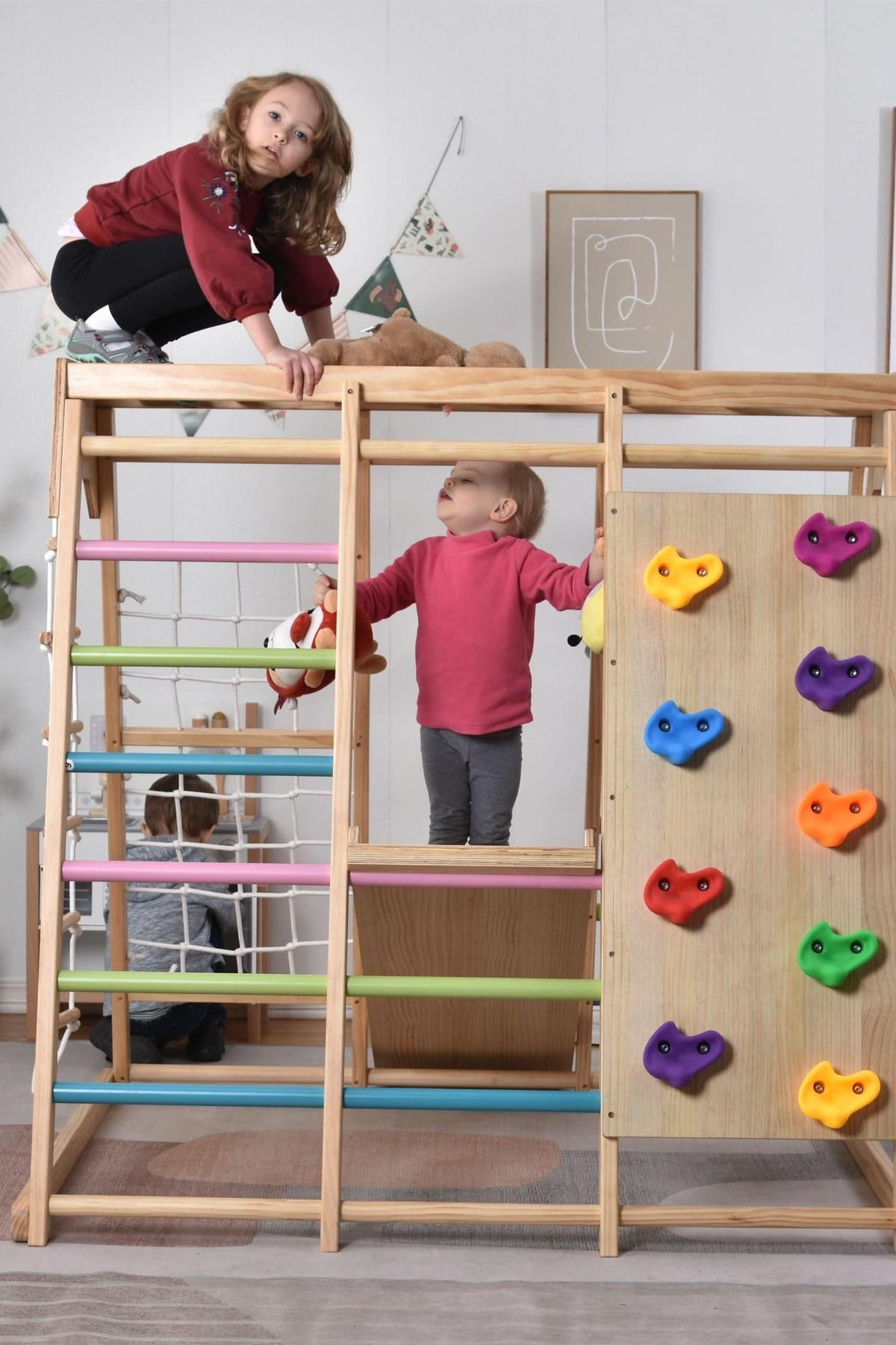 Magnolia - Wooden 7-in-1 Climber, Slide, Gym, Playset | Indoor |  New Zealand FSC-certified pinewood