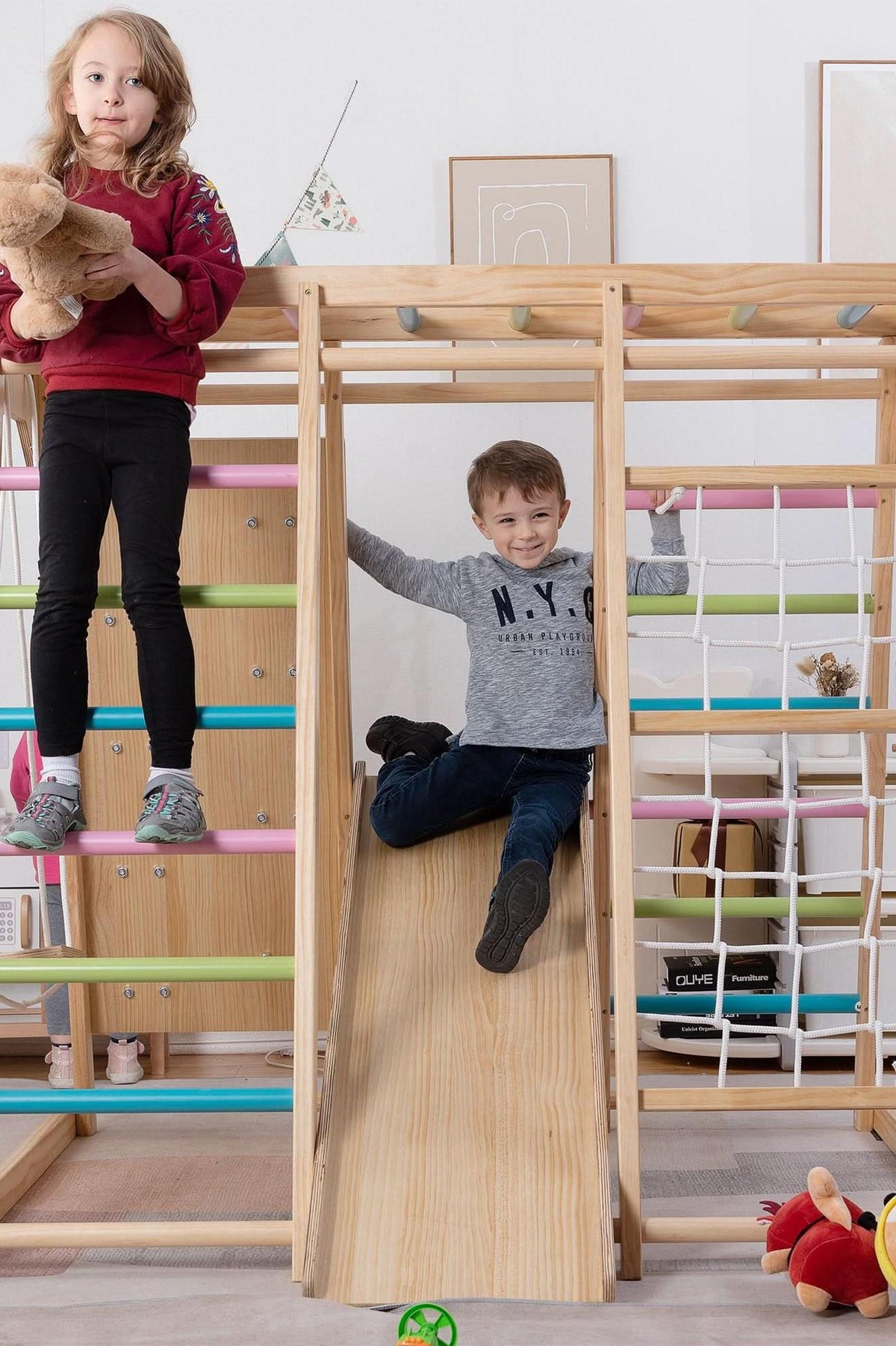 Magnolia - Wooden 7-in-1 Climber, Slide, Gym, Playset | Indoor |  New Zealand FSC-certified pinewood