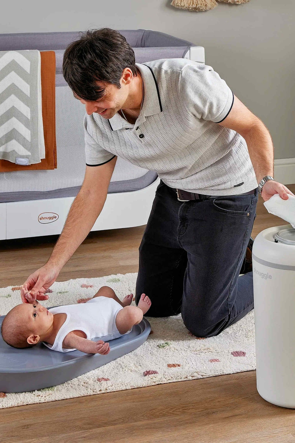 Changing Essentials Kit: Shnuggle Changing Mat + Diaper Pail + Better Bag Liners (90 Day Supply)