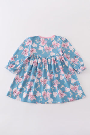 Evie's Spring Blue floral girl dress