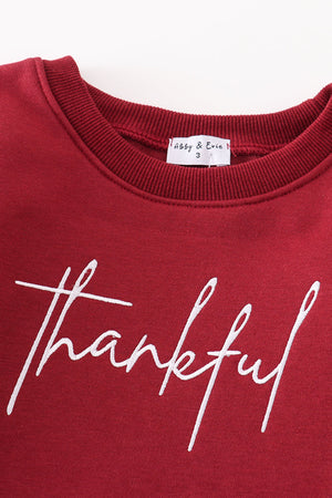 Mom & Me Maroon Thankful Long-Sleeve Sweatshirt