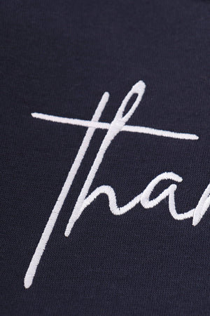 Mom & Me Navy Blue Thankful Long-Sleeve Sweatshirt