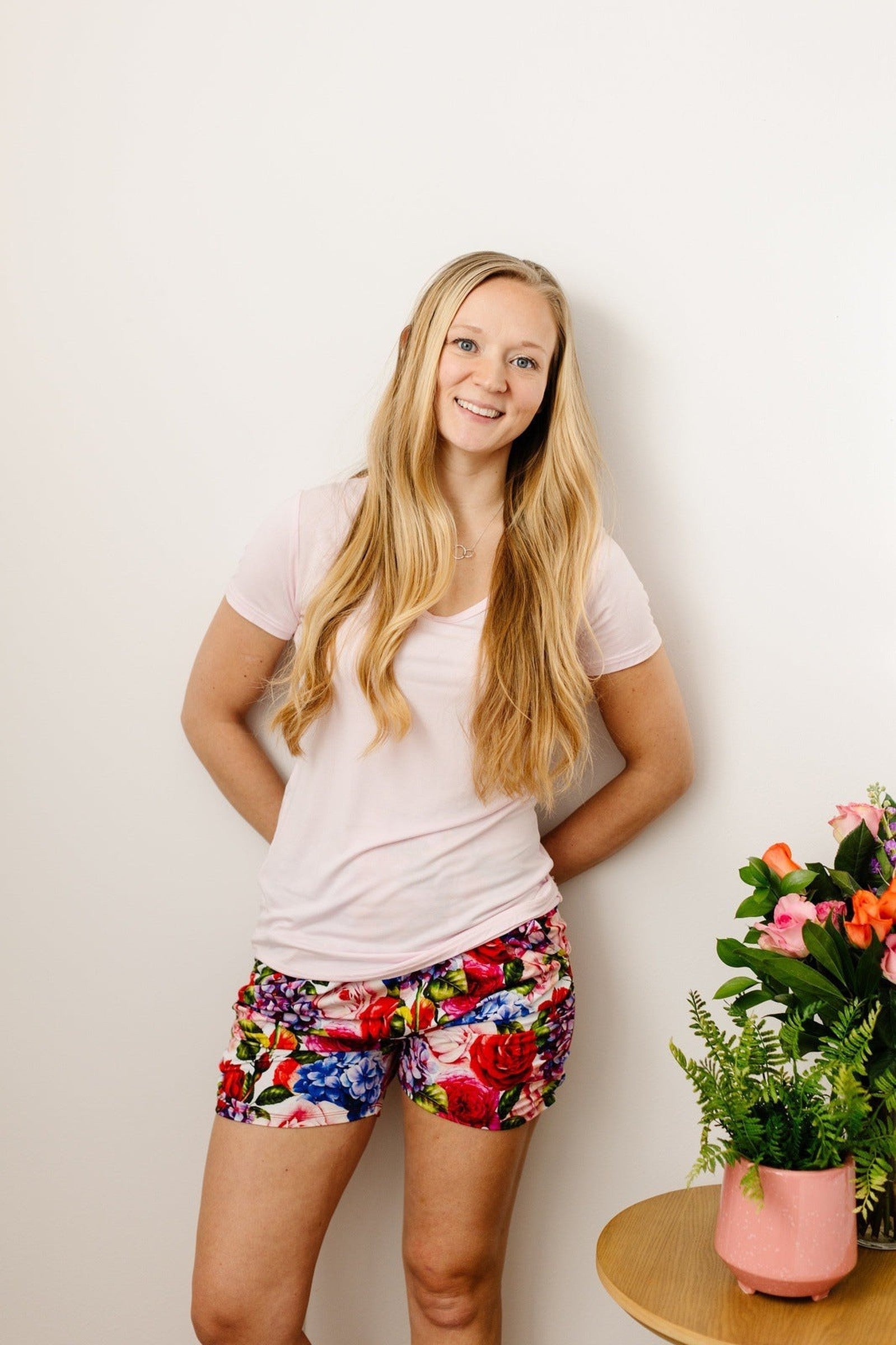 Hydrangea Rose Women's Lounge Shorts - Bamboo - AlTerra Retail, LLC