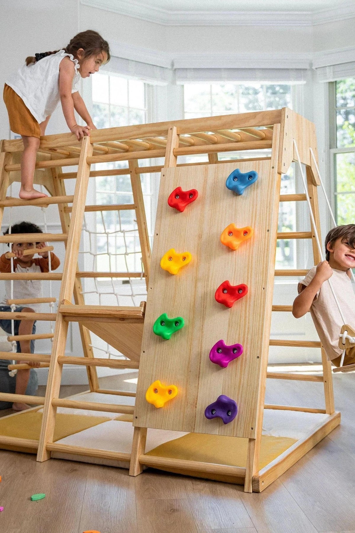 Magnolia - Wooden 7-in-1 Climber, Slide, Gym, Playset | Indoor |  New Zealand FSC-certified pinewood