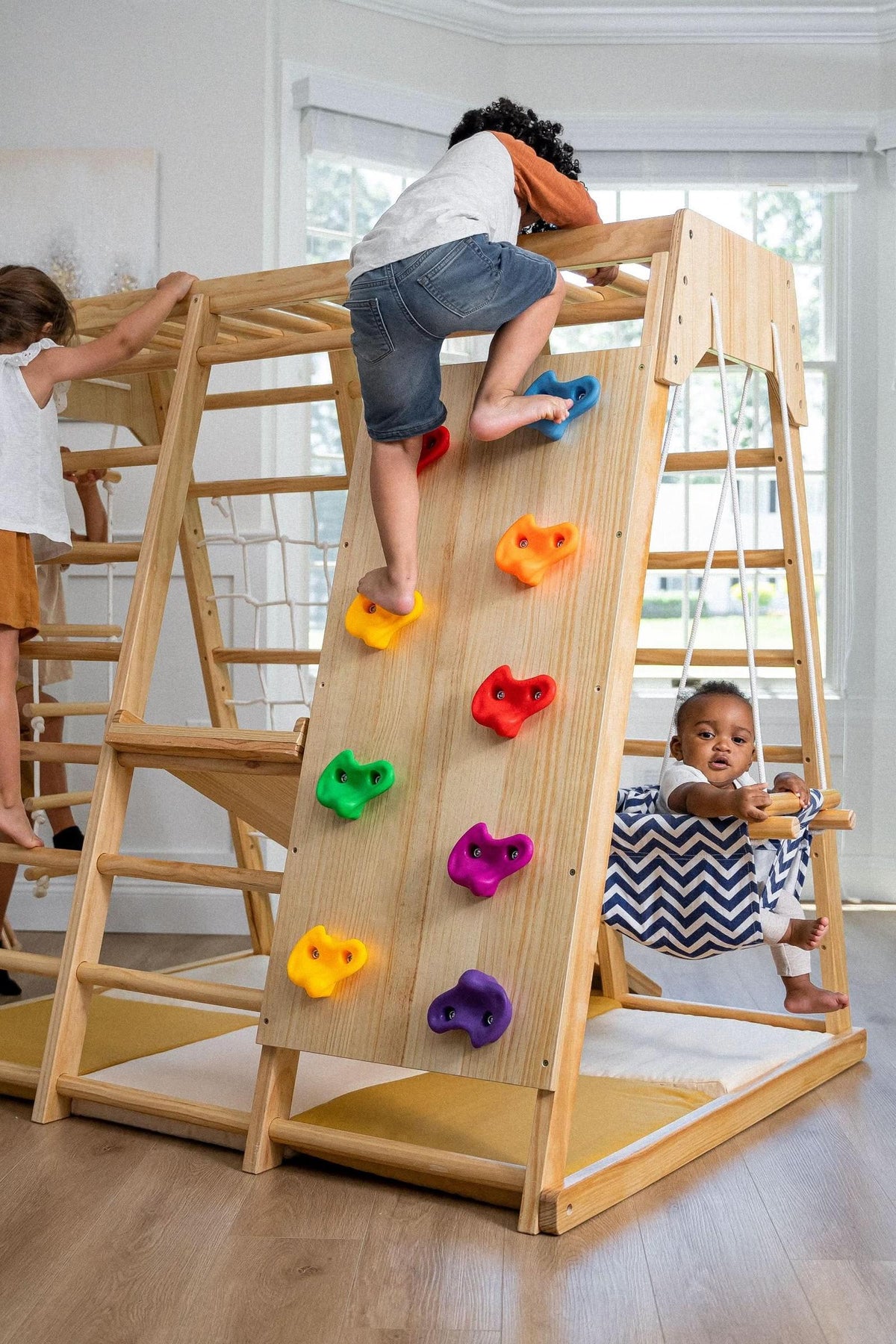 Magnolia - Wooden 7-in-1 Climber, Slide, Gym, Playset | Indoor |  New Zealand FSC-certified pinewood