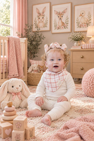 Pink Gingham Classic Muslin Bib