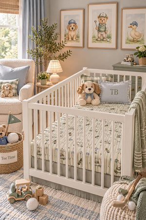 Tee Time Muslin Crib Sheet