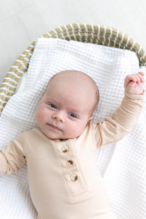 Knotted Baby Gown & Hat Set | Sand/Honey | Modal