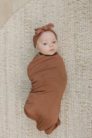 Rust Swaddle + Hat OR Head Wrap Set | Bamboo  | Baby Essentials