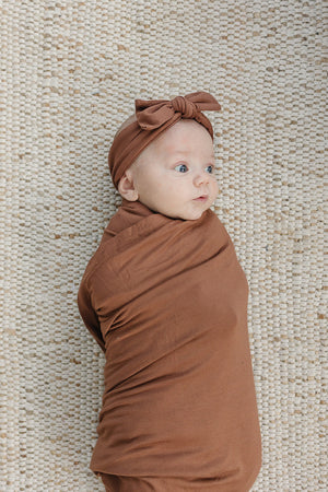 Rust Stretch Swaddle Blanket | Bamboo | Baby Essentials