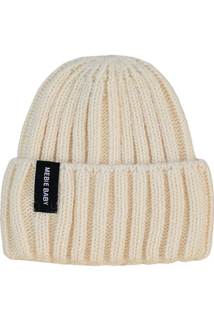 Mebie Baby  Cream Chunky Knit Beanie | 100% Angora Wool | Newbon | Baby