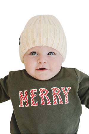 Mebie Baby  Cream Chunky Knit Beanie | 100% Angora Wool | Newbon | Baby