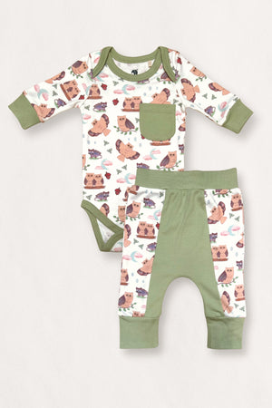 Nocturnal Bodysuit & Pants Set | Organic Pima Cotton | Baby Essentials