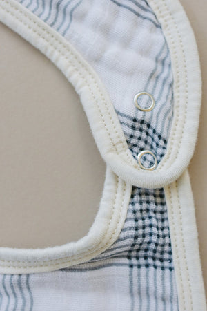 Coastal Plaid Classic Muslin Bib | 100% Cotton | Baby Essentials