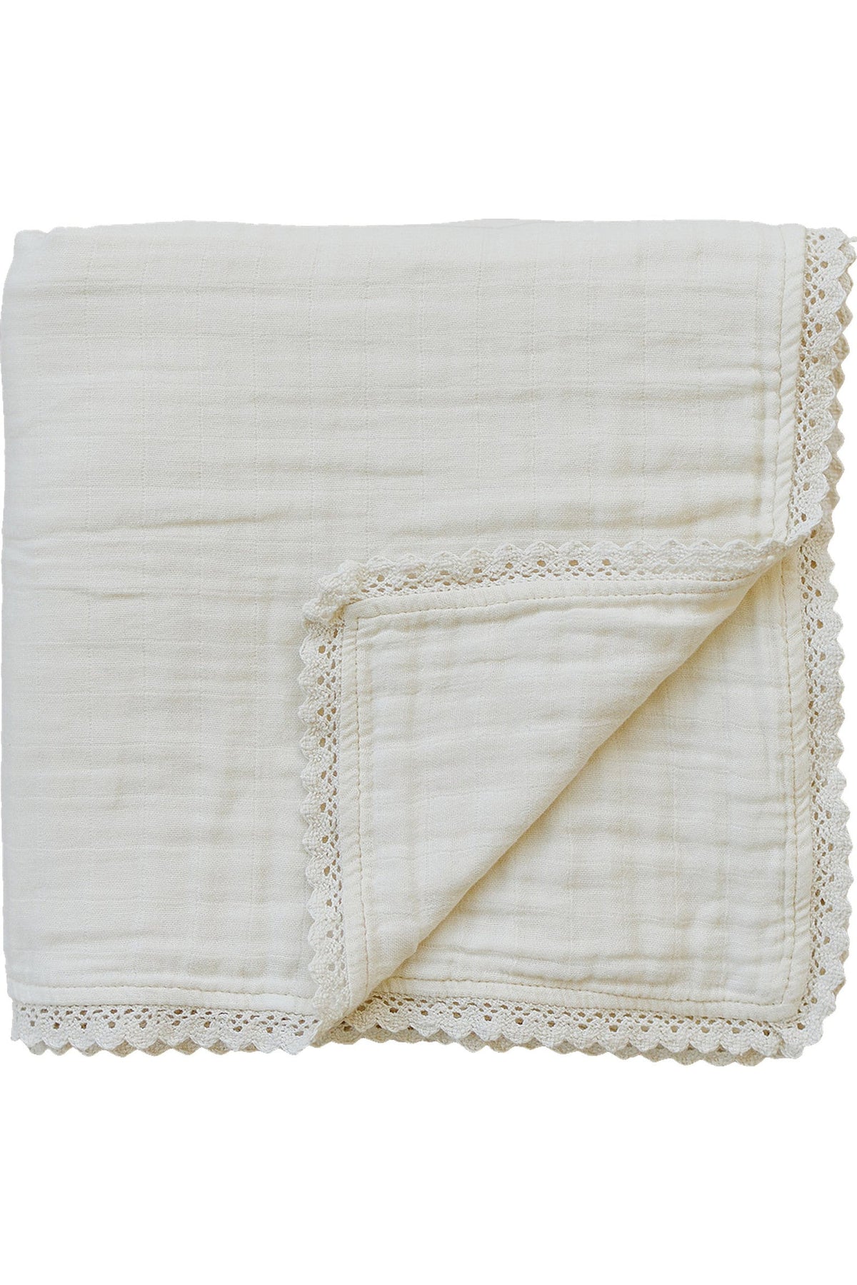 Cream Lace Muslin Crib Quilt  | 100% Cotton | Baby Essentials