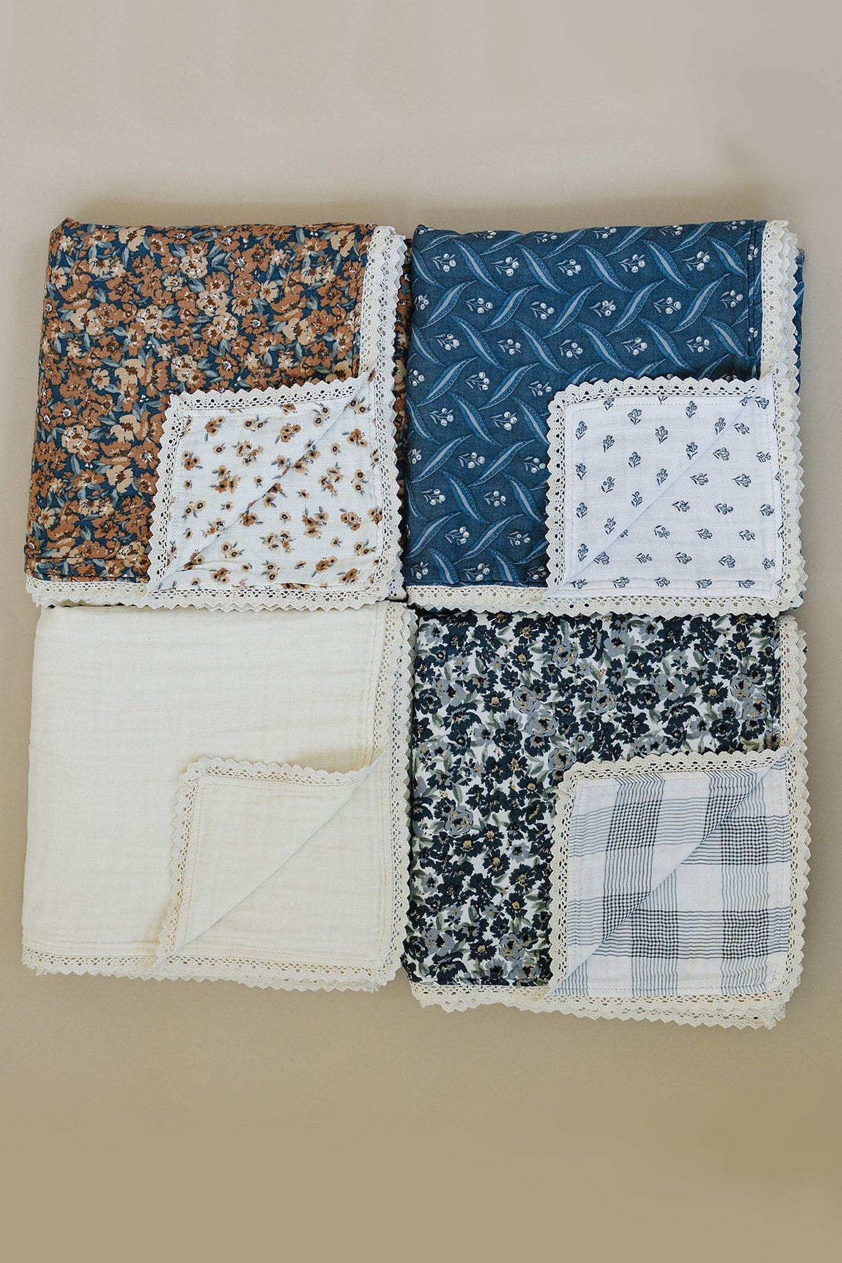 Cream Lace Muslin Crib Quilt  | 100% Cotton | Baby Essentials