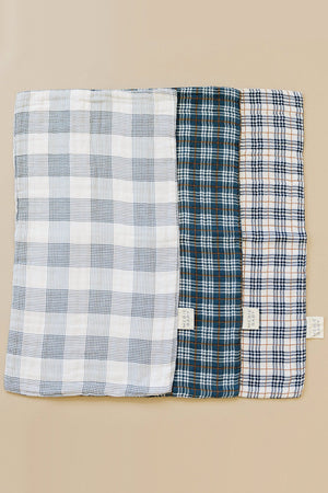 Coastal Plaid Muslin Burp Cloth | 100% Cotton | Baby Essentials