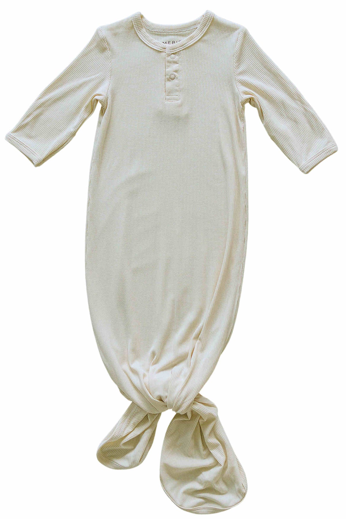 Mebie Baby  Cream Ribbed Knot Gown | Bamboo | Baby Essentials