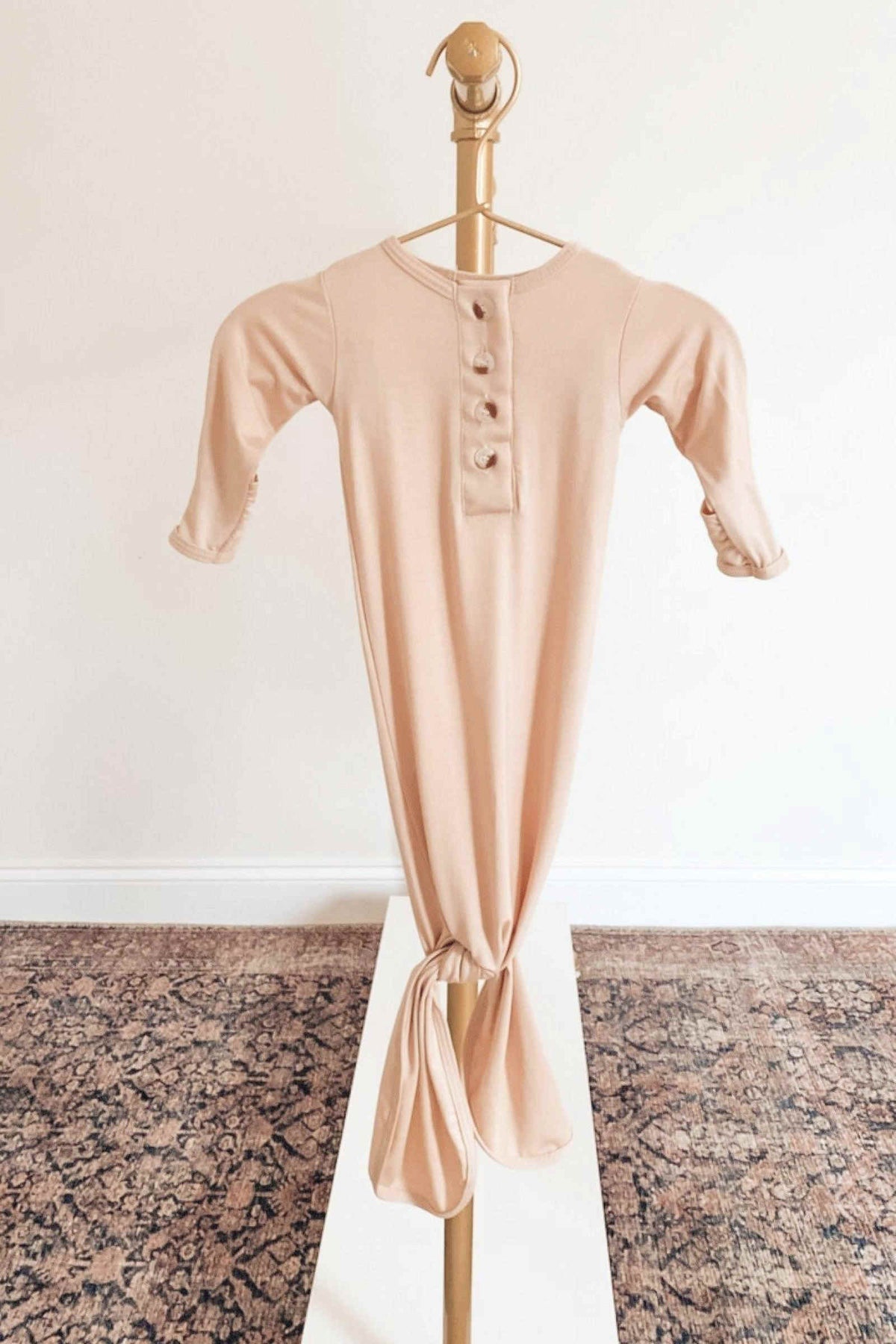 Knotted Baby Gown & Hat Set | Sand/Honey | Modal