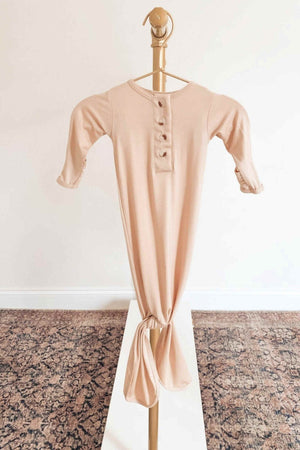 Knotted Baby Gown & Hat Set | Sand/Honey | Modal