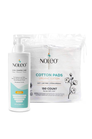 NOLEO DUO: 3-in-1 Diaper Rash Cream & Large Cotton Pads | Bundle