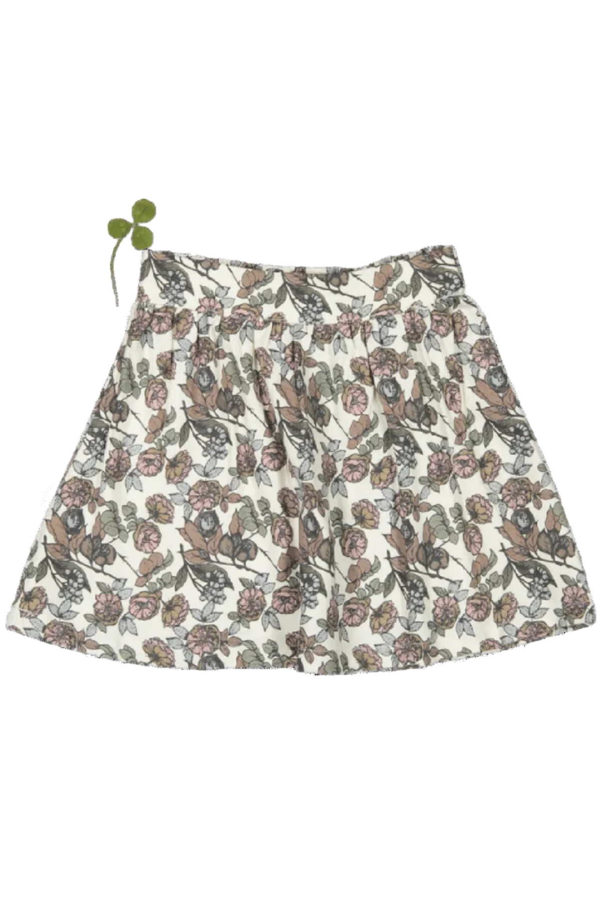 Floral cotton skirt featuring a playful design with soft, earthy tones and an elastic waistband. Ideal for toddlers and kids, this stylish piece adds charm to any outfit.