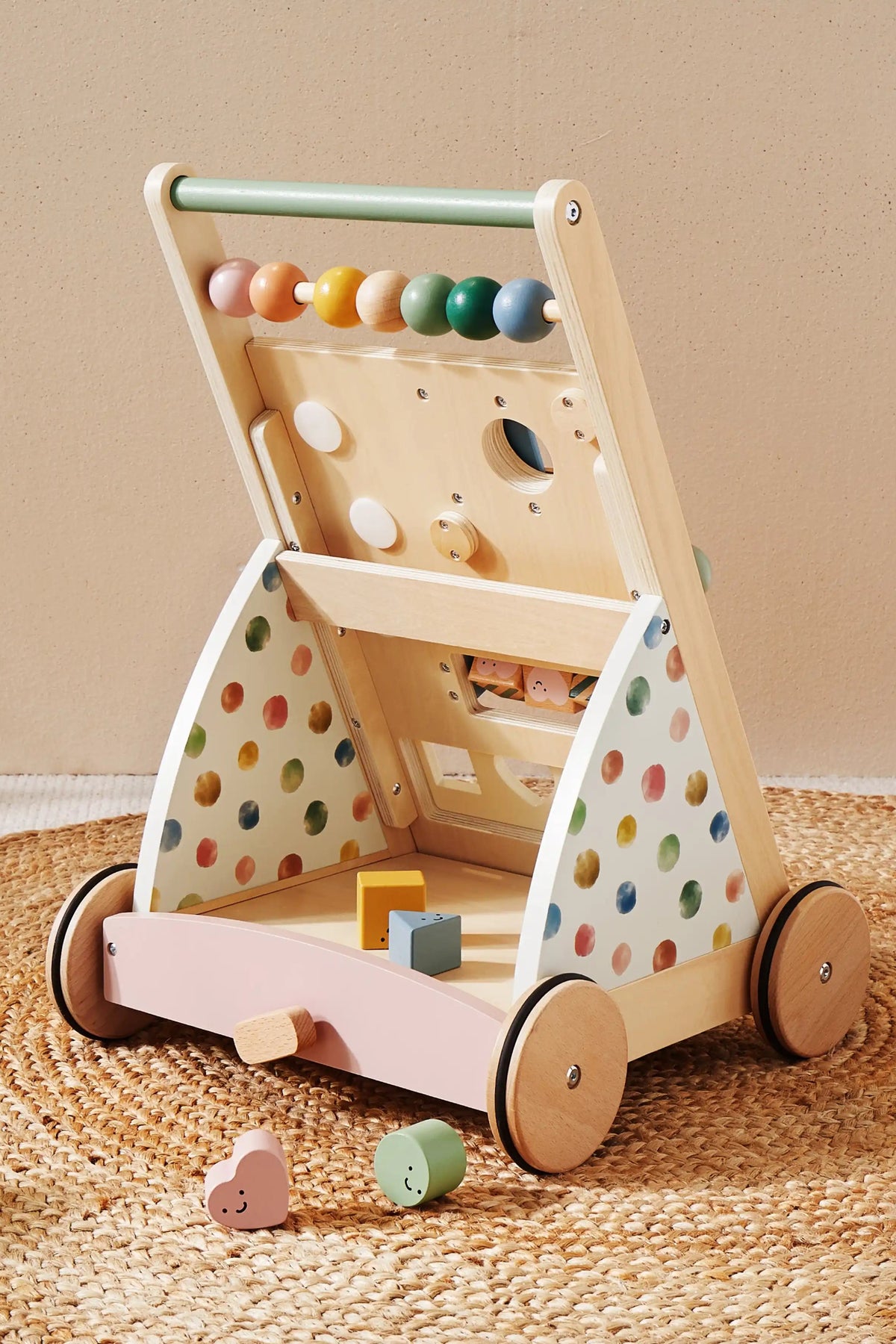 Tiny Land® Wooden Baby Walker & Activity Cube Playset, Montessori Development Toy Set, Toddlers