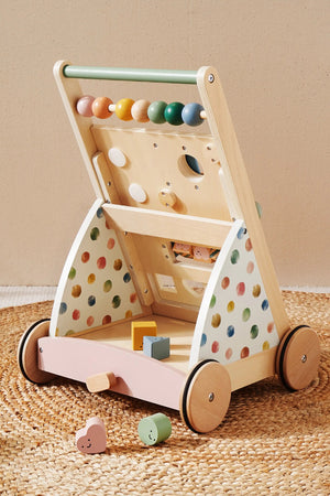 Tiny Land® Wooden Baby Walker & Activity Cube Playset, Montessori Development Toy Set, Toddlers