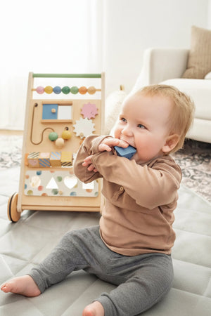 Tiny Land® Wooden Baby Walker & Activity Cube Playset, Montessori Development Toy Set, Toddlers