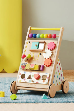 Tiny Land® Premium Natural Wooden Activity Walker