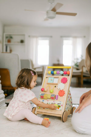 Tiny Land® Premium Natural Wooden Activity Walker