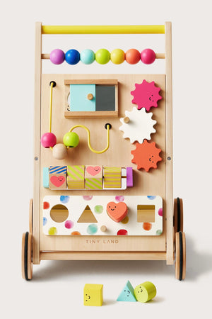 Tiny Land® Premium Natural Wooden Activity Walker