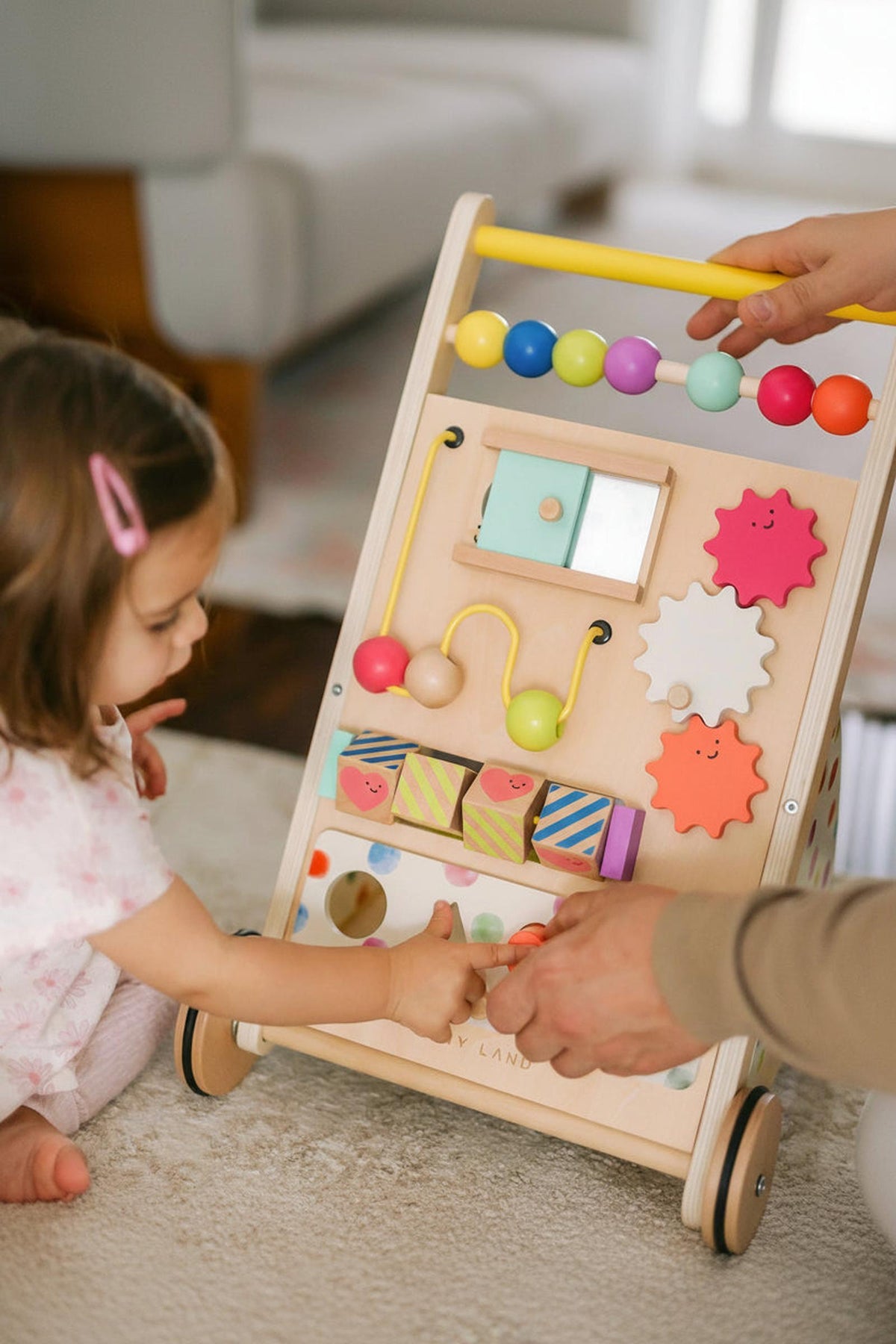 Tiny Land® Premium Natural Wooden Activity Walker