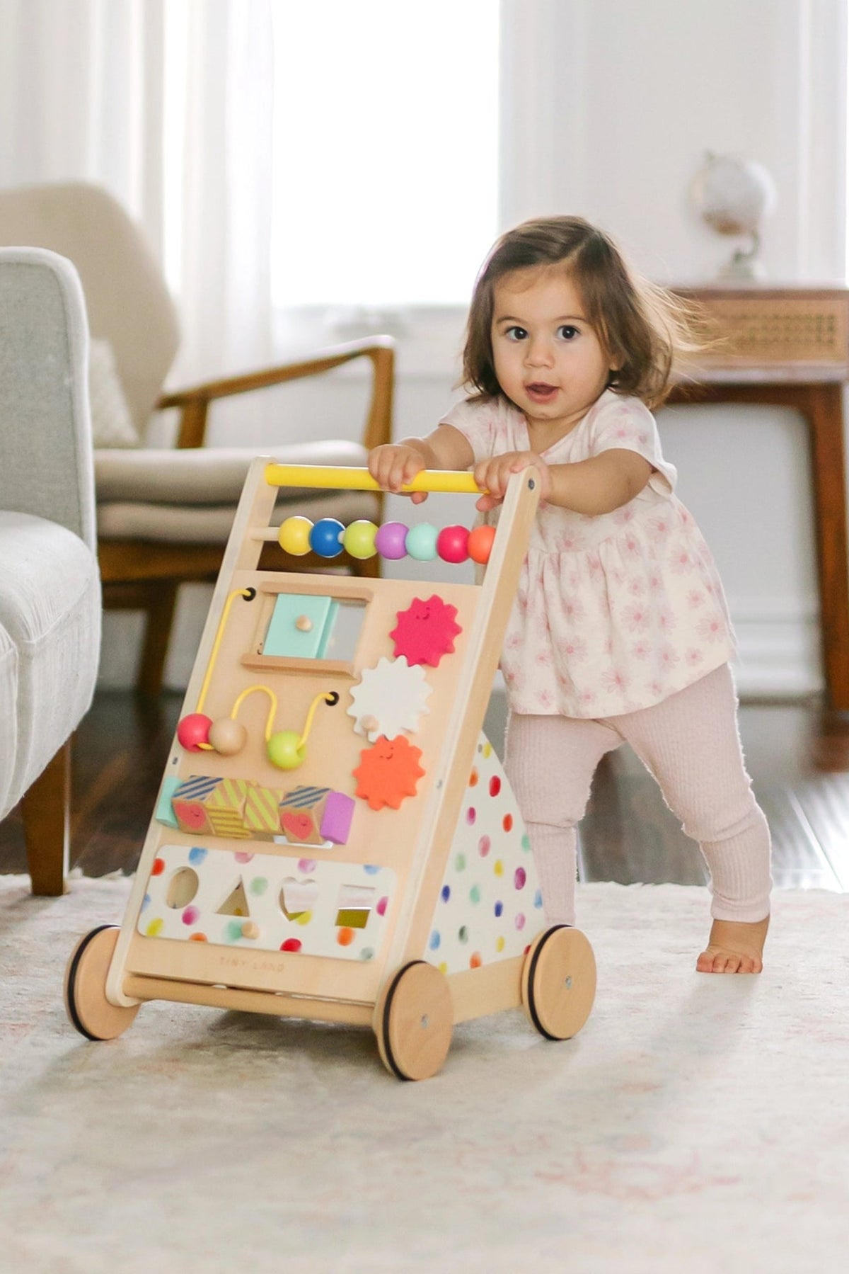 Tiny Land® Premium Natural Wooden Activity Walker