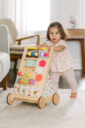 Tiny Land® Premium Natural Wooden Activity Walker