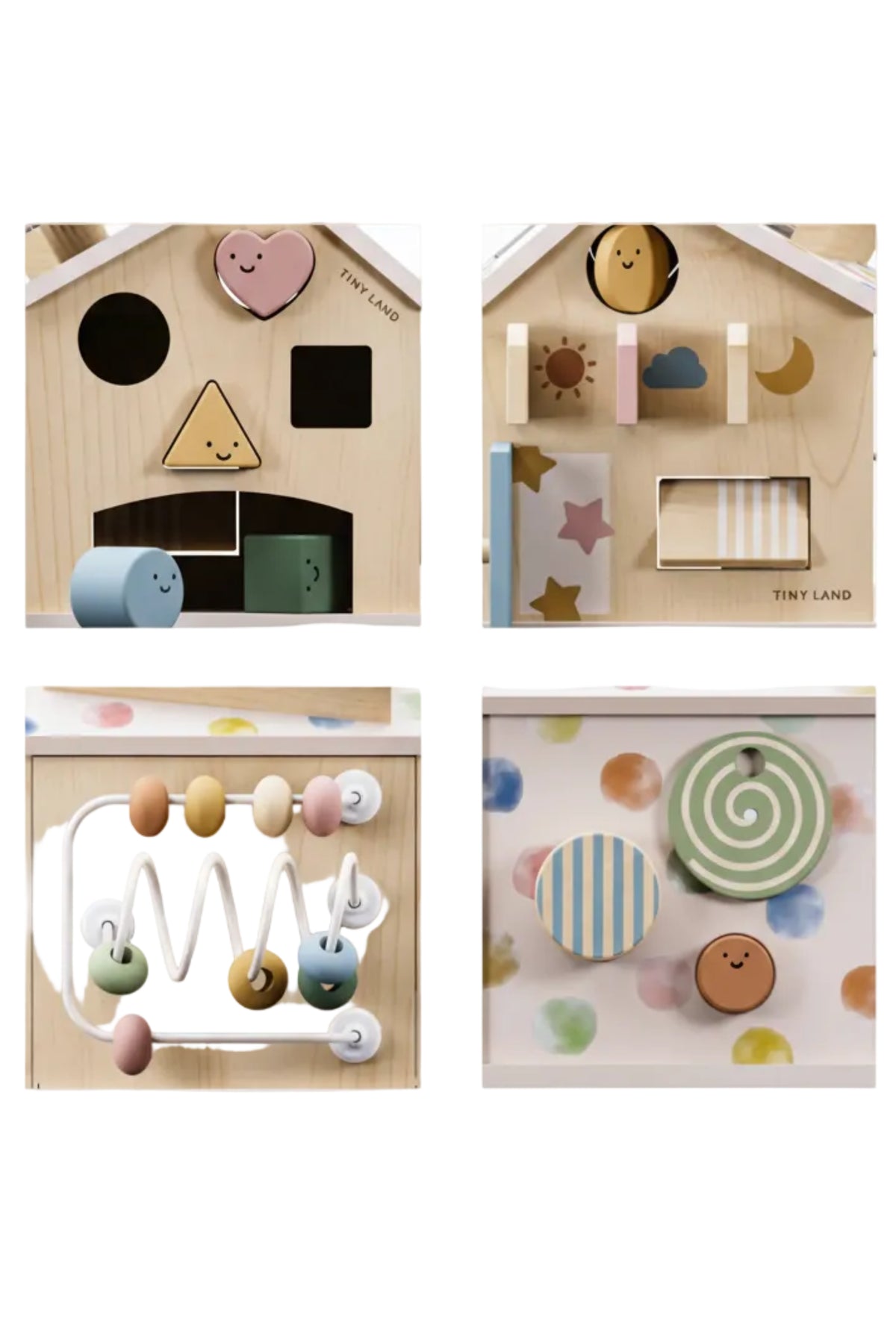 Tiny Land® Wooden Baby Walker & Activity Cube Playset, Montessori Development Toy Set, Toddlers