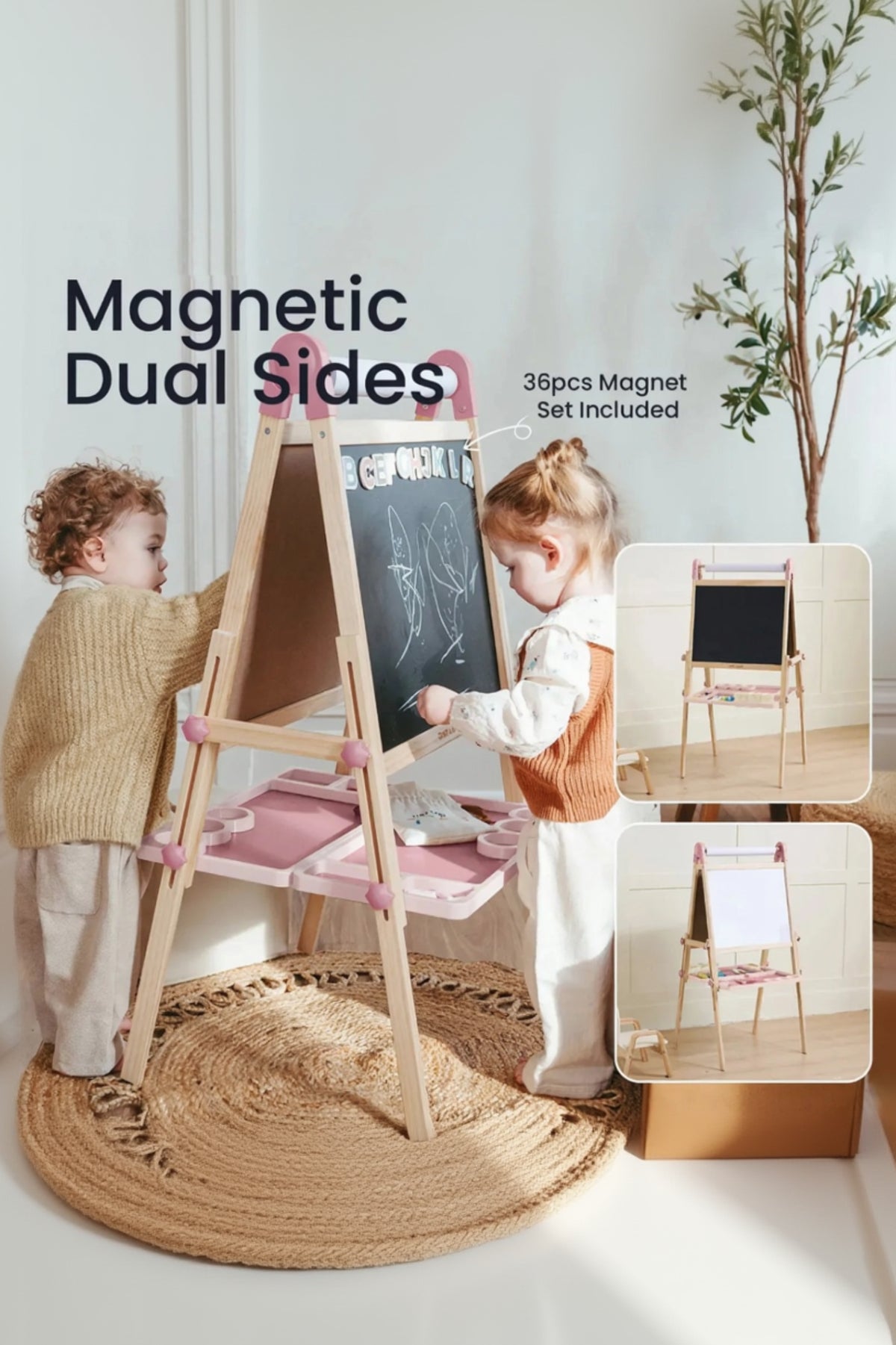 Tiny Land® Pink Magnitales Easel & Paper Roll Set