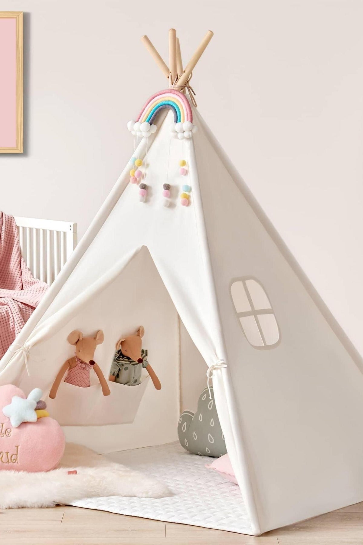 Tiny Land® Teepee Tent for Kids with Mat – Indoor Play Tent with Floor Mat