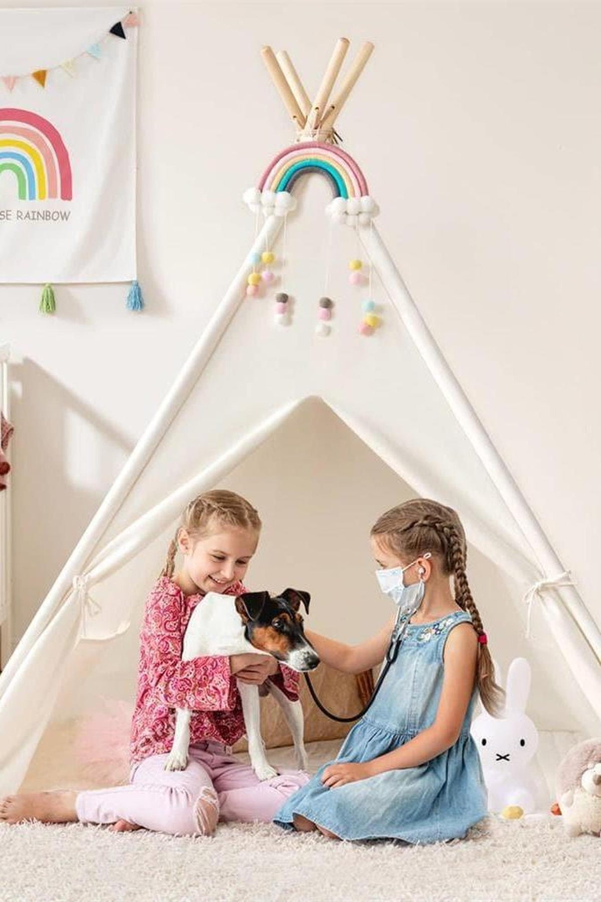 Tiny Land® Teepee Tent for Kids with Mat – Indoor Play Tent with Floor Mat