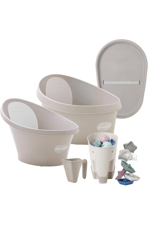Shnuggle Growing Family Bath Time Bundle:  Baby & Toddler Baths + 7-Piece Set for Bath & Diaper Time