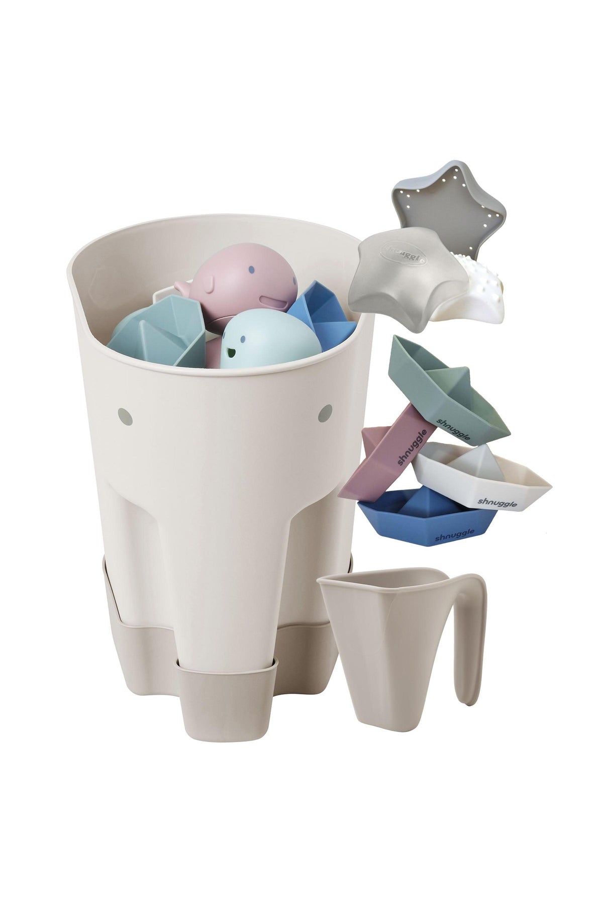 Shnuggle Bath Accessories Bundle - Ellie Scoop, Washy Jug, Boats & Wishy Toy - 4-Piece Set
