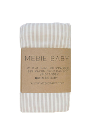 Mebie Baby Taupe Stripe Ribbed Stretch Swaddle Blanket, Bamboo, Baby Essentials