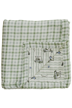 Tee Time + Green Gingham Lightweight Muslin Quilt