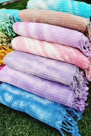 Large Turkish Cotton Waffle Beach Towels - Pink