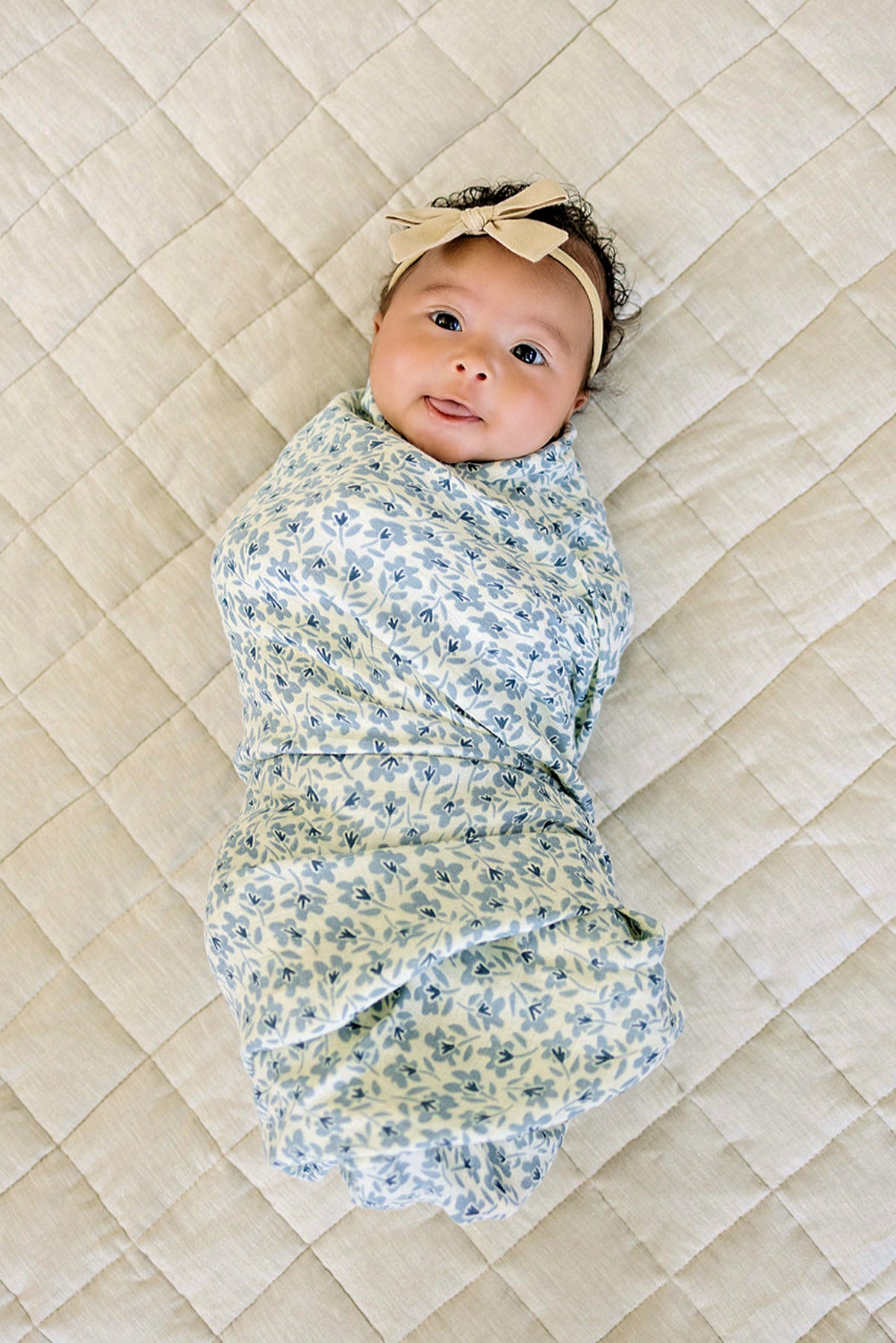 Blue Blossom Muslin Swaddle Blanket | 100% Cotton | Modern