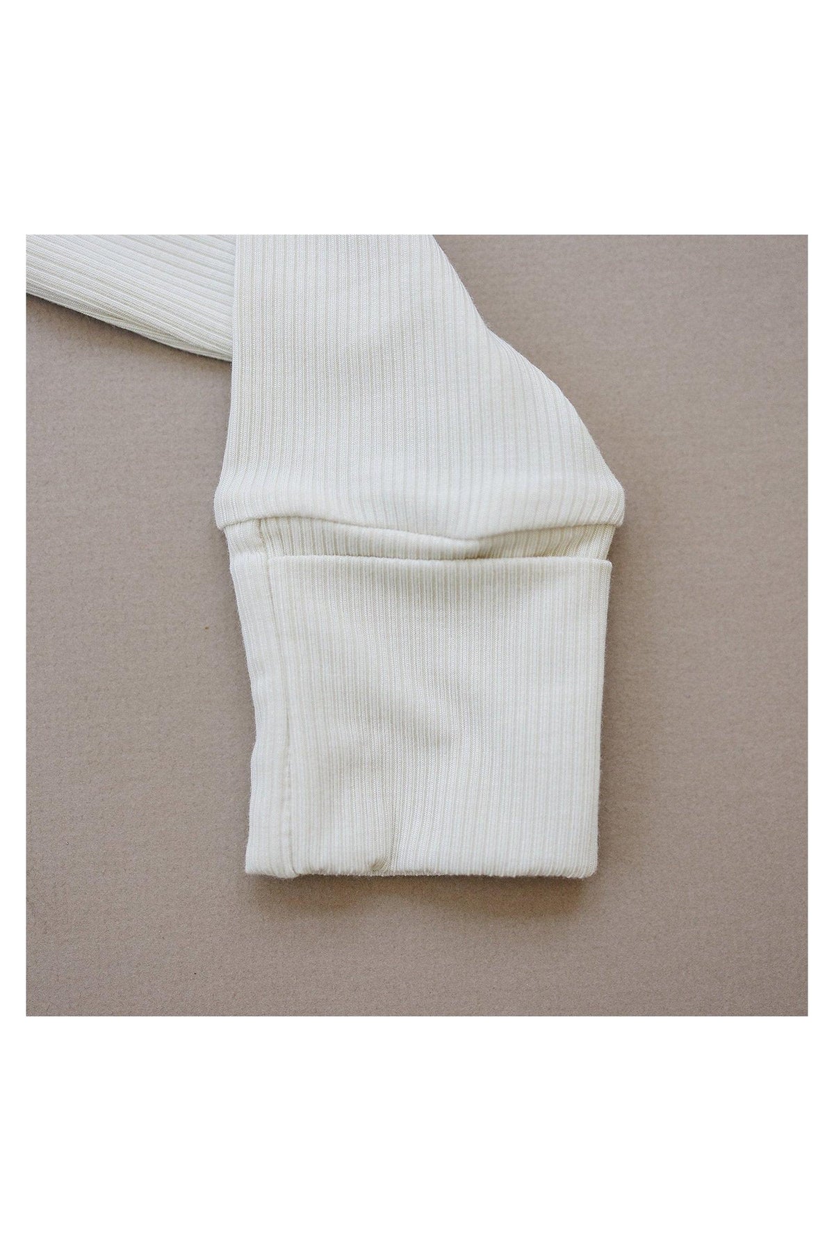 Mebie Baby  Cream Ribbed Zipper Pajama | Bamboo | Preemie | Baby Essentials