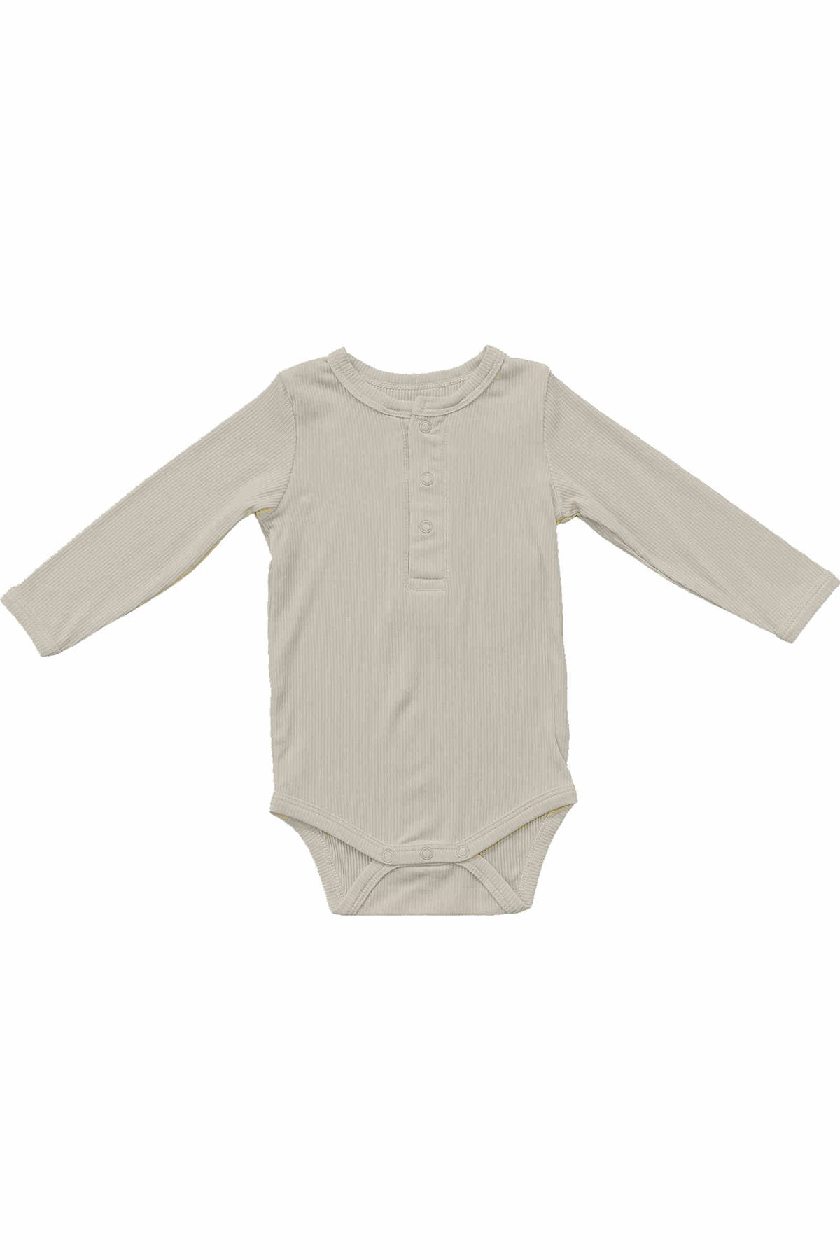 Mebie Baby  Cream Snap Long Sleeve Ribbed Bodysuit | Bamboo | Baby Essentials
