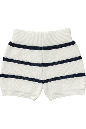 Navy Stripe Knit Shorts | 100% Cotton